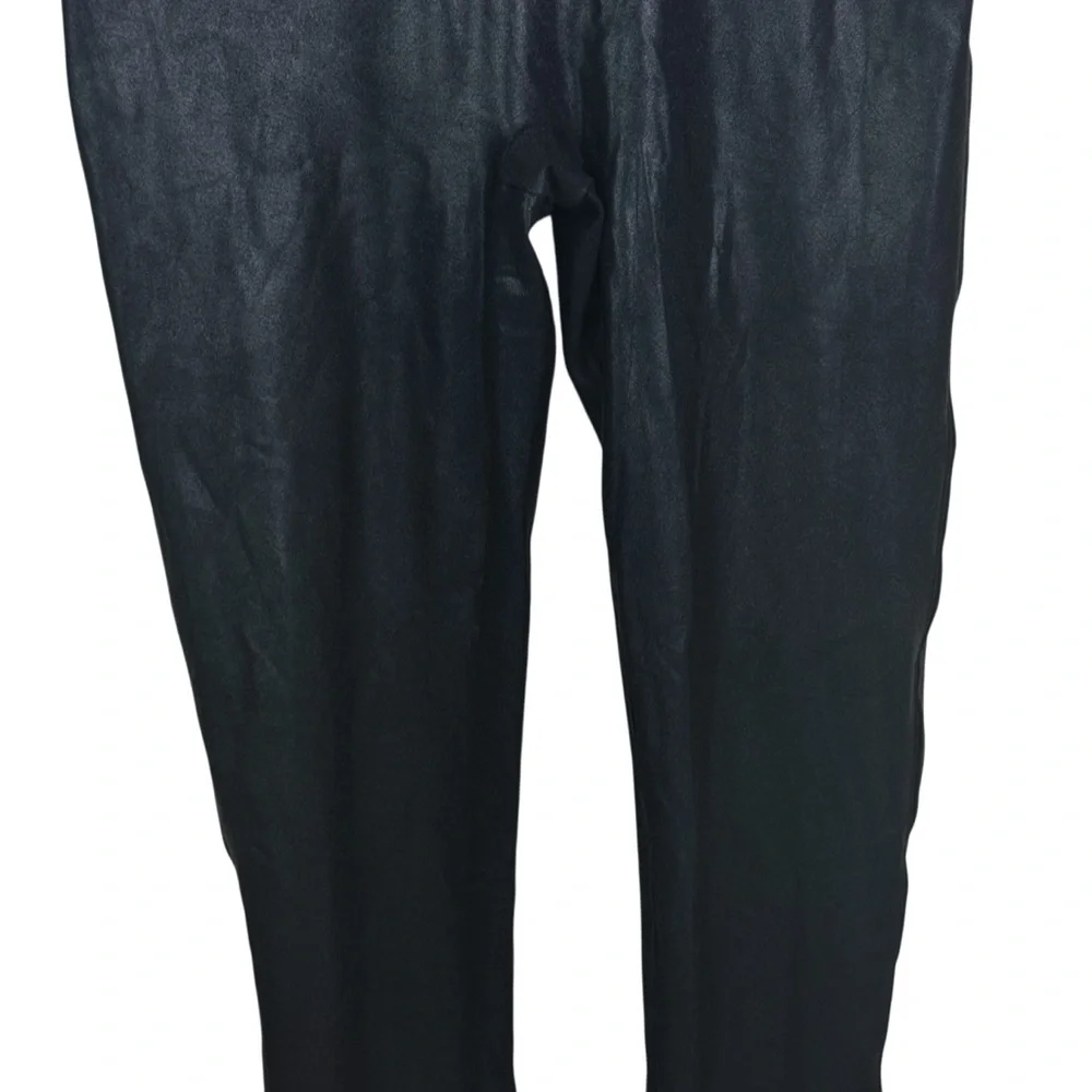 Spanx Faux Leather Black Shimmer Metallic Slimming Leggings Pants Women's XL - Picture 8 of 12